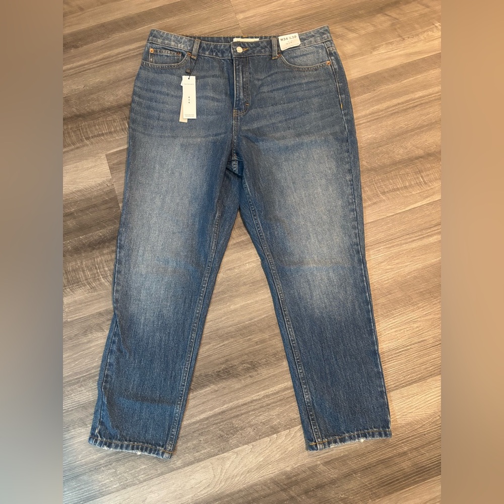NWT Topshop Hight Waisted Tapered Leg Mid-Wash Jeans - W34 L30